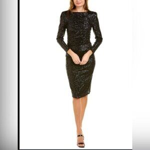 Nanette Lepore Black Sequined Long Sleeve Dress midi  size 10